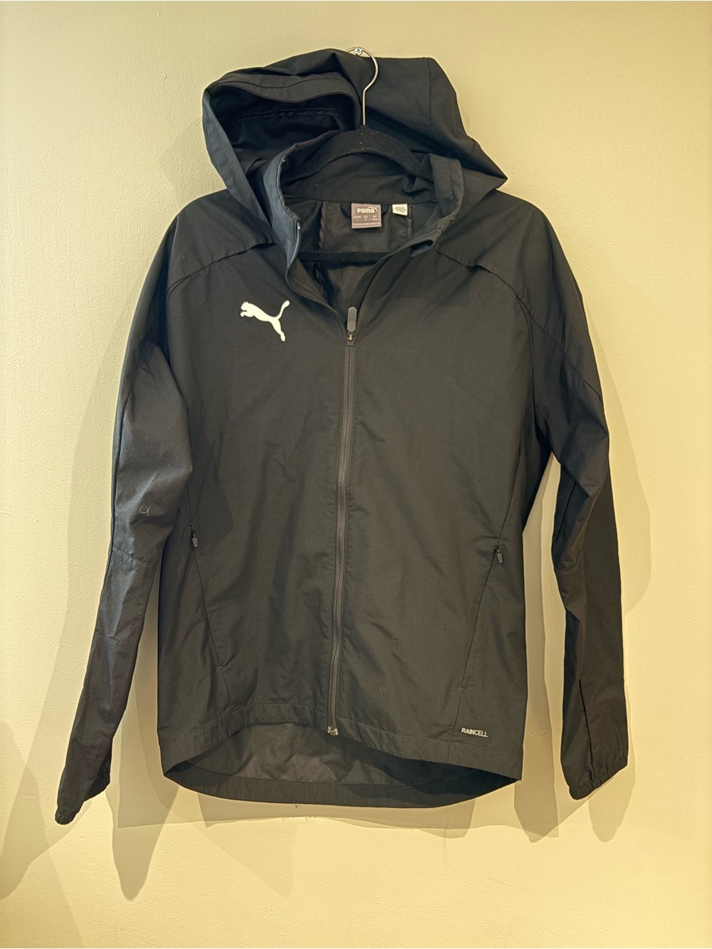Puma Black Hooded Jacket with Label Detail